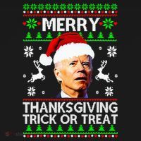 Funny Joe Biden Merry Thanksgiving Trick Or Treat Ornament thumb 1
