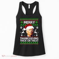 Funny Joe Biden Merry Thanksgiving Trick Or Treat Women's Tank Top thumb 0