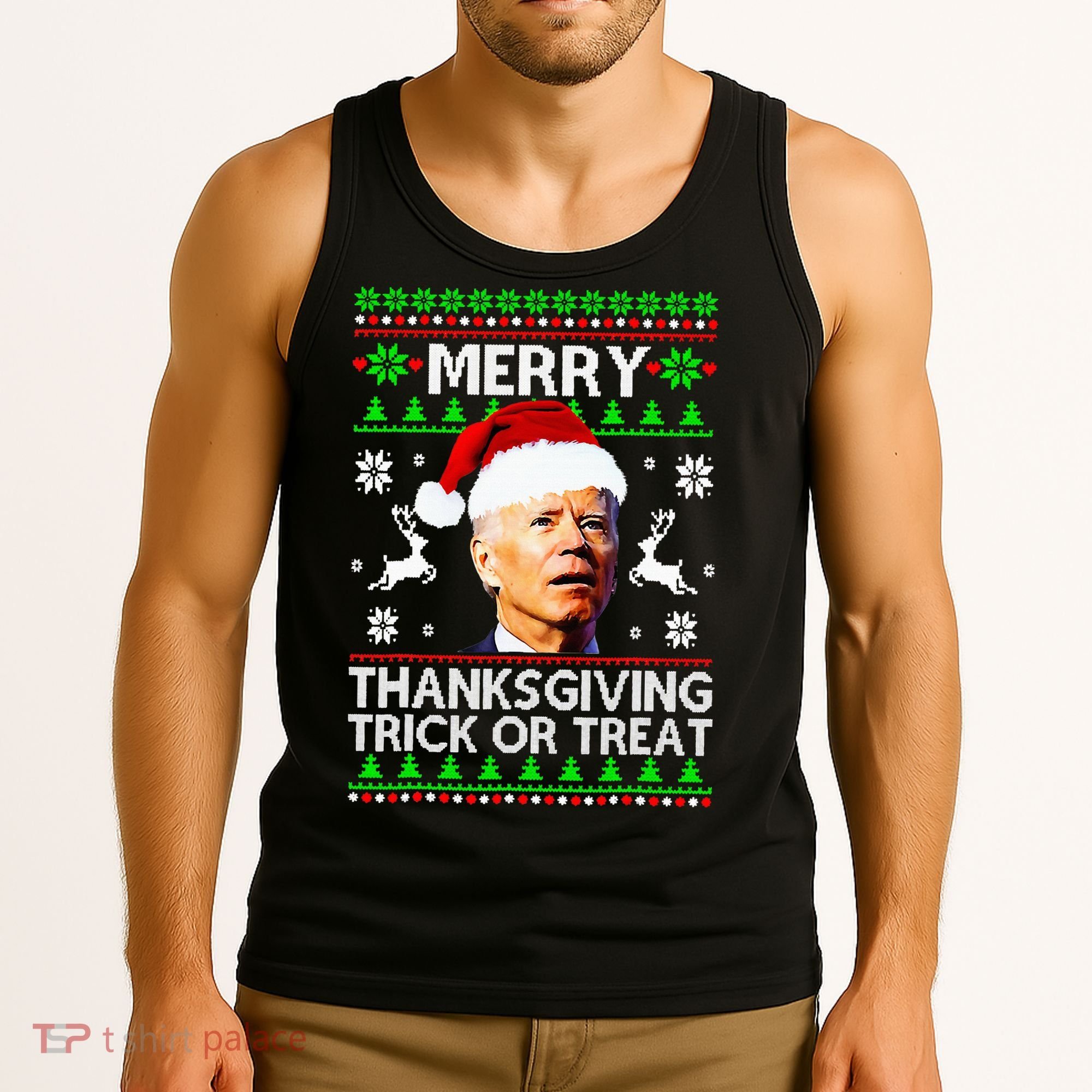 Funny Joe Biden Merry Thanksgiving Trick Or Treat Tank Top