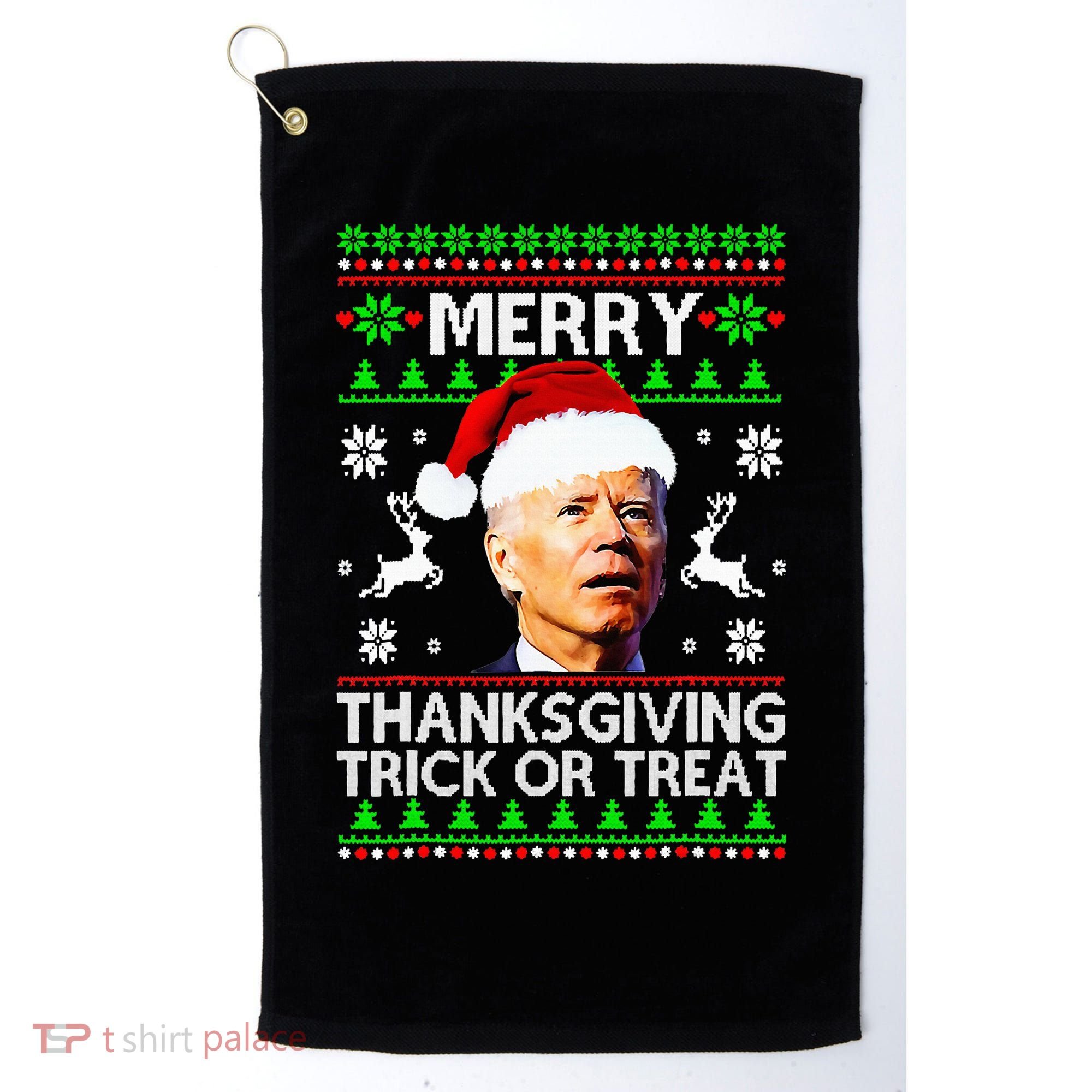 Funny Joe Biden Merry Thanksgiving Trick Or Treat Golf Towel