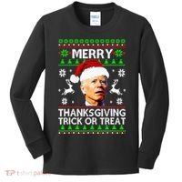 Funny Joe Biden Merry Thanksgiving Trick Or Treat Kids Long Sleeve Shirt thumb 0