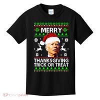 Funny Joe Biden Merry Thanksgiving Trick Or Treat Kids T-Shirt thumb 0