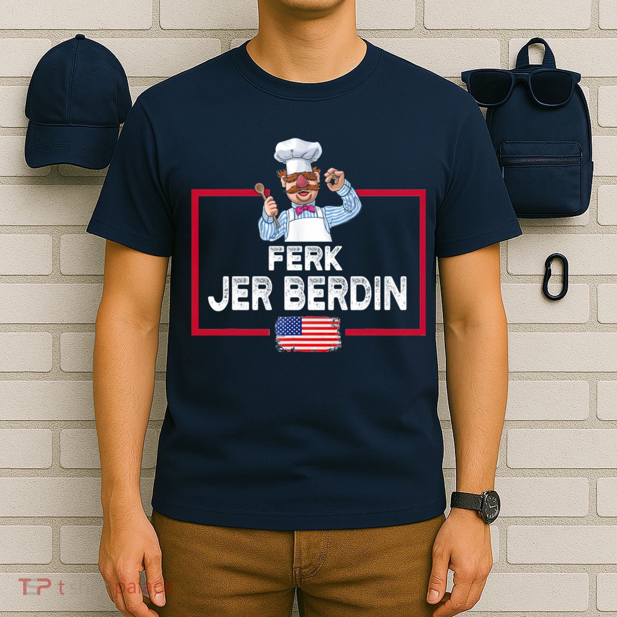 Ferk Jer Berdin Usa American Flag T-Shirt