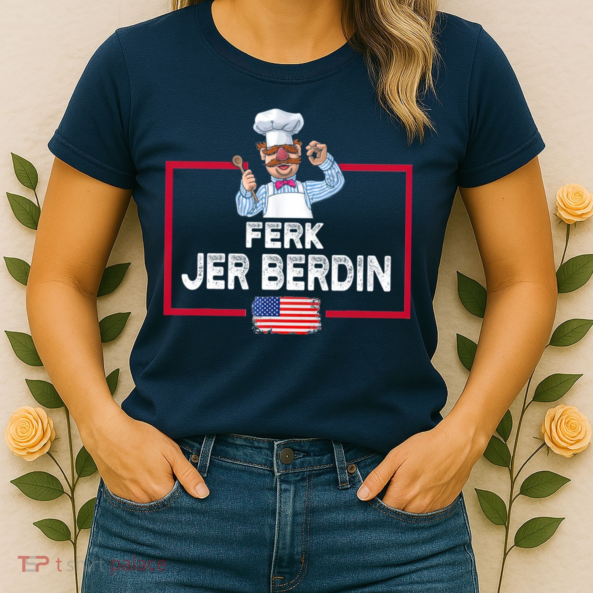Ferk Jer Berdin Usa American Flag Women's T-Shirt