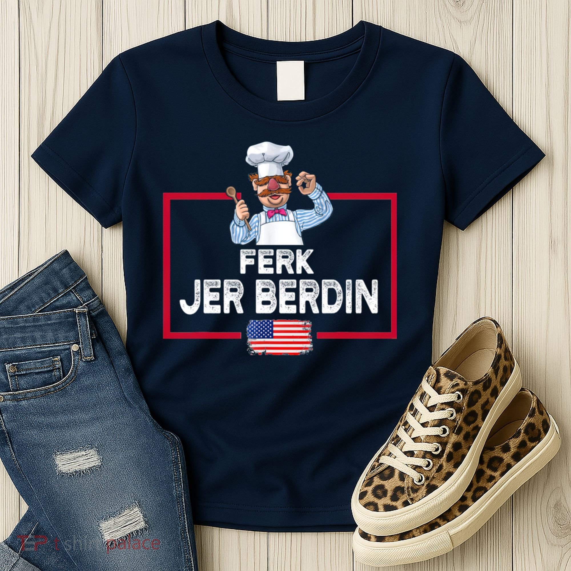 Ferk Jer Berdin Usa American Flag Women's T-Shirt