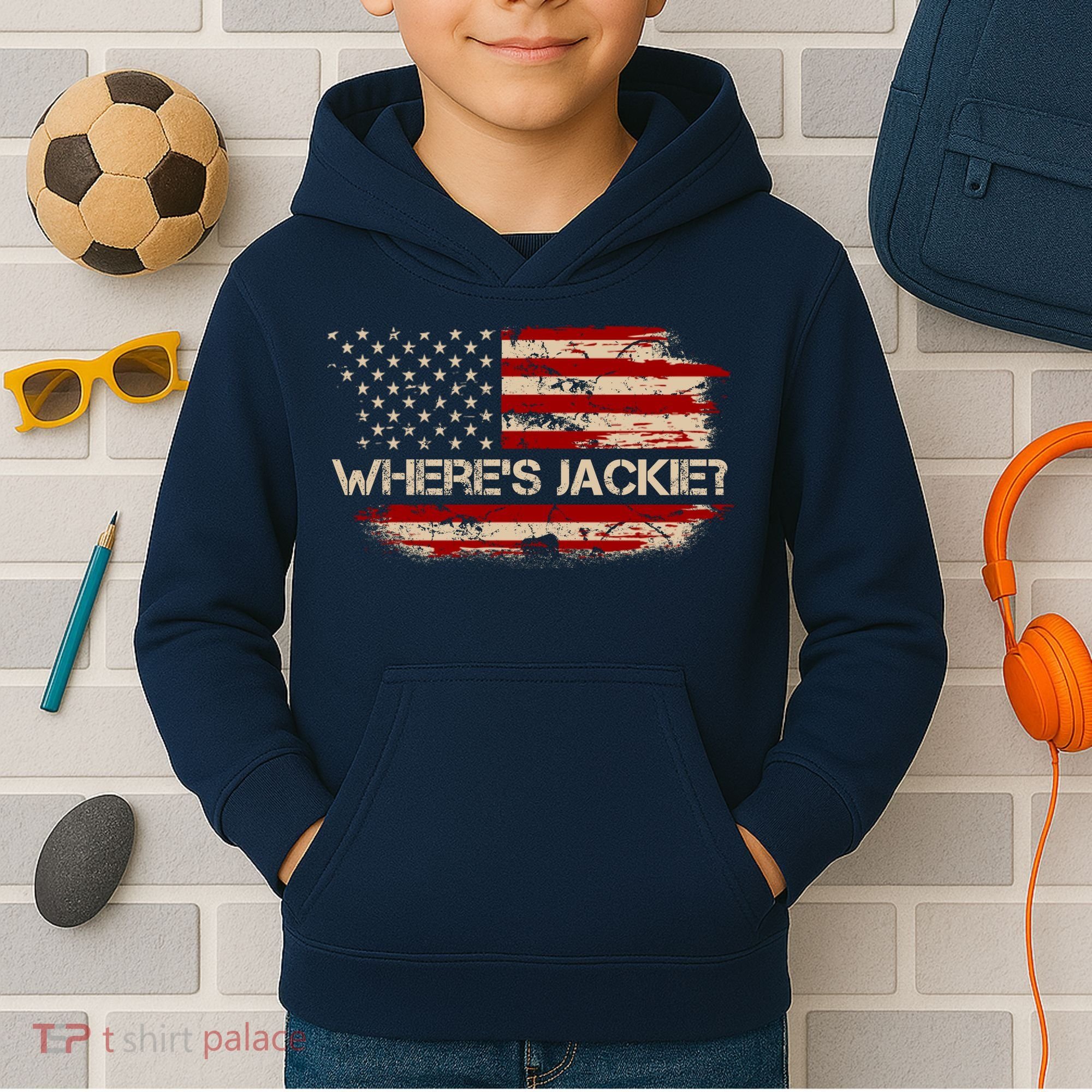 Funny Joe Biden Where's Jackie Kids Hoodie