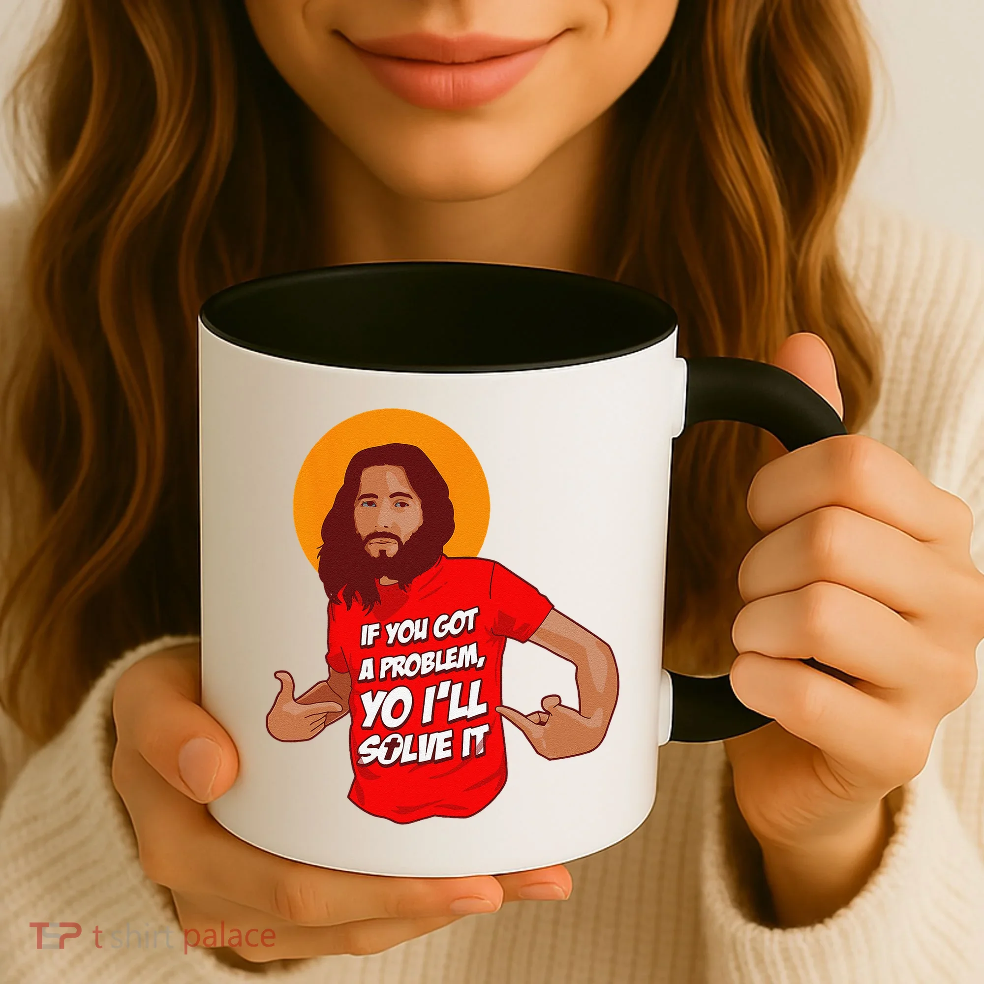 Funny Jesus Christian Meme Yo Ill Solve It Christmas Coffee Mug