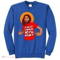 Funny Jesus Christian Meme Yo Ill Solve It Christmas Sweatshirt thumb 0