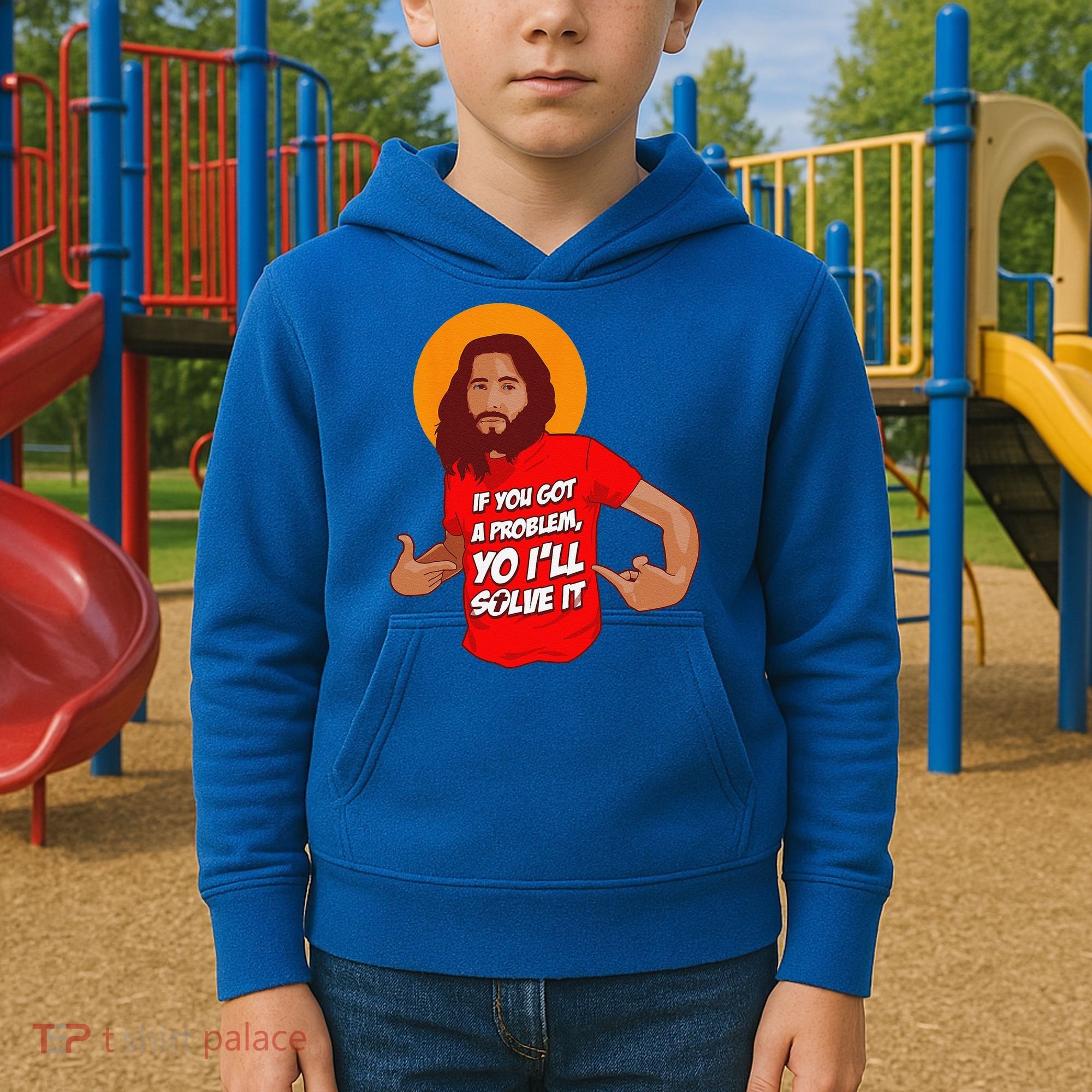 Funny Jesus Christian Meme Yo Ill Solve It Christmas Kids Hoodie