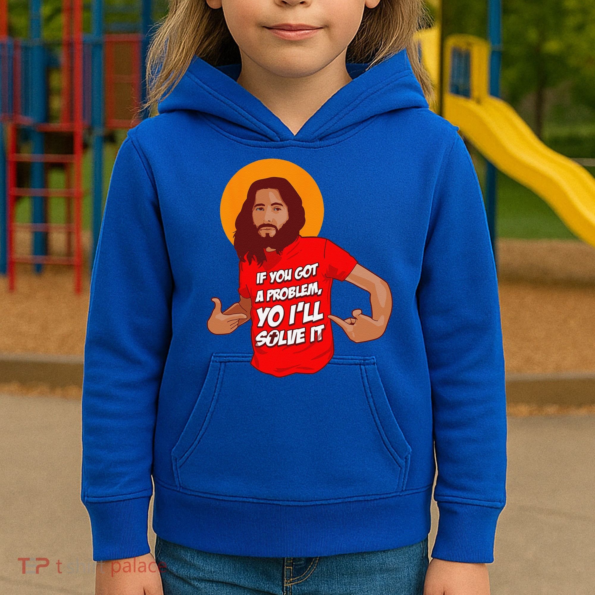 Funny Jesus Christian Meme Yo Ill Solve It Christmas Kids Hoodie