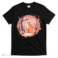 Fox Japanese Cherry Blossom Flower Cute Butterfly Vintage T-Shirt thumb 0