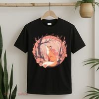 Fox Japanese Cherry Blossom Flower Cute Butterfly Vintage T-Shirt thumb 2