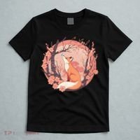 Fox Japanese Cherry Blossom Flower Cute Butterfly Vintage T-Shirt thumb 5