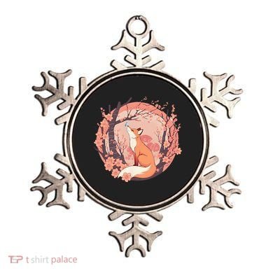 Fox Japanese Cherry Blossom Flower Cute Butterfly Vintage Ornament