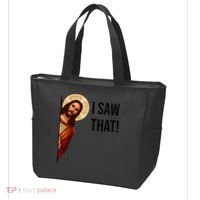 Funny Jesus Christ I Saw That Meme Religious Cool Retro God Tote Bag thumb 3