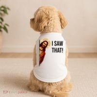 Funny Jesus Christ I Saw That Meme Religious Cool Retro God Doggie Tank thumb 2