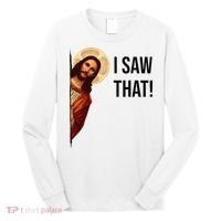Funny Jesus Christ I Saw That Meme Religious Cool Retro God Long Sleeve Shirt thumb 0