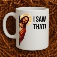Funny Jesus Christ I Saw That Meme Religious Cool Retro God Coffee Mug thumb 2