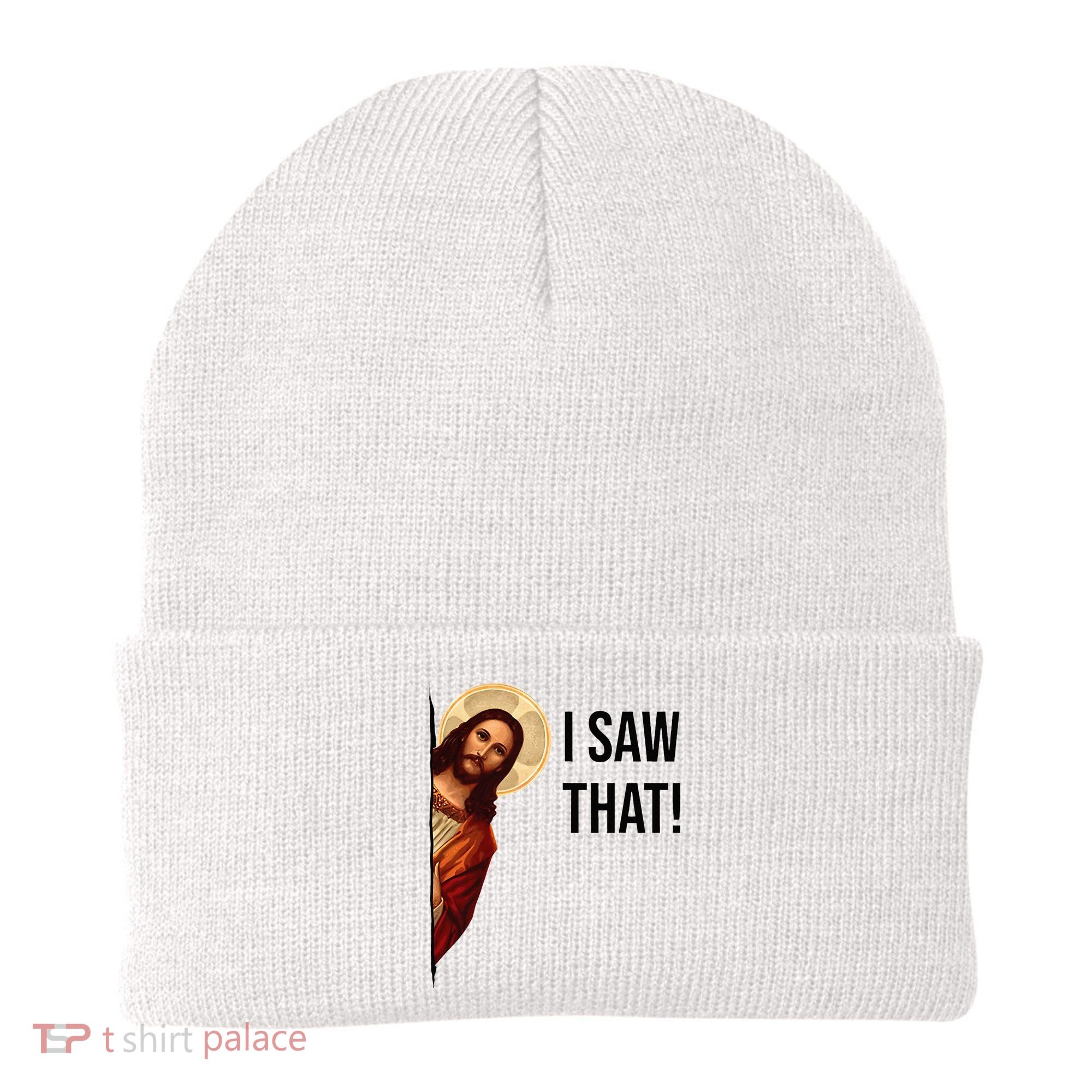 Funny Jesus Christ I Saw That Meme Religious Cool Retro God Beanie
