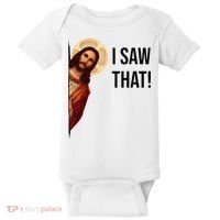 Funny Jesus Christ I Saw That Meme Religious Cool Retro God Baby Bodysuit thumb 0