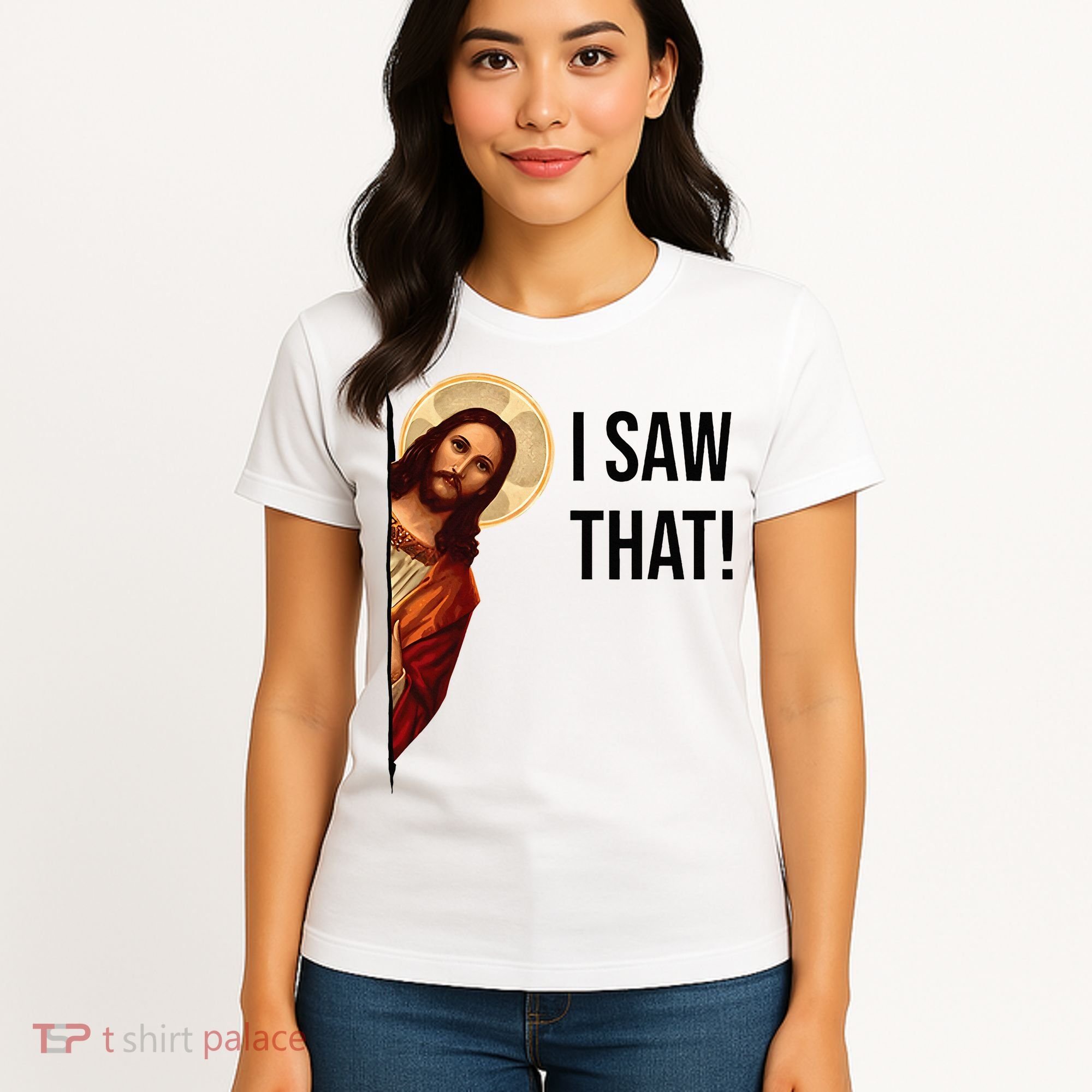 Funny Jesus Christ I Saw That Meme Religious Cool Retro God Women's T-Shirt