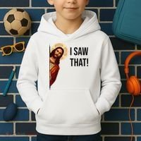 Funny Jesus Christ I Saw That Meme Religious Cool Retro God Kids Hoodie thumb 2