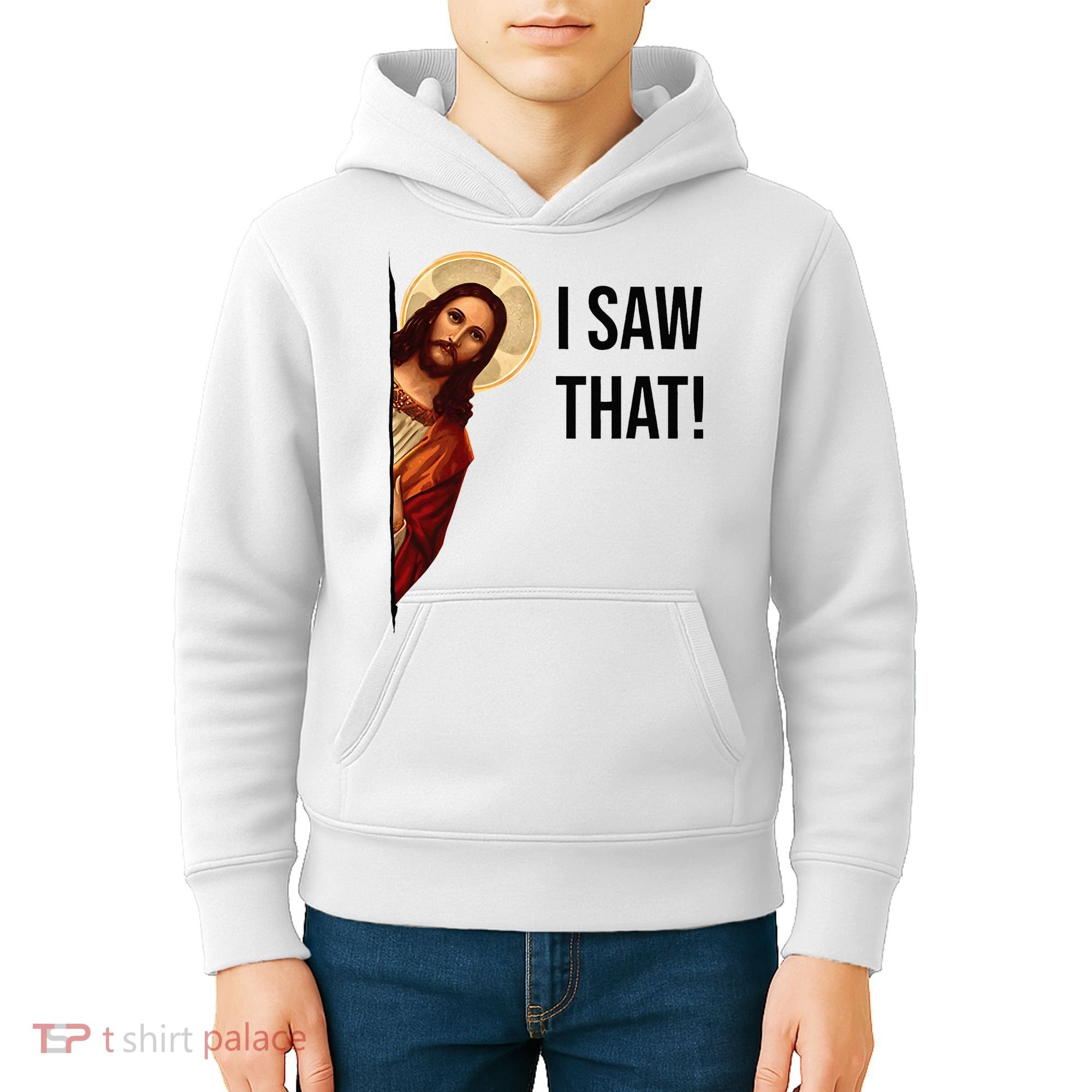Funny Jesus Christ I Saw That Meme Religious Cool Retro God Kids Hoodie