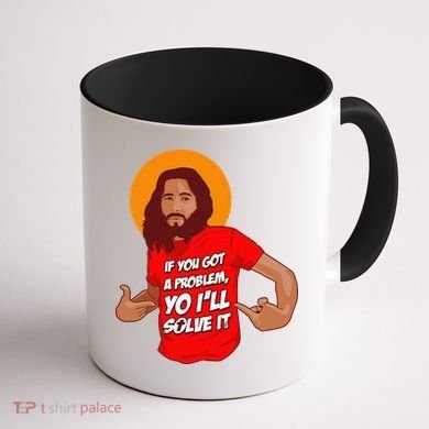 Funny Jesus Christian Meme Yo I'll Solve It Christmas Coffee Mug back