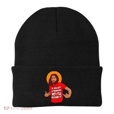 Funny Jesus Christian Meme Yo I'll Solve It Christmas Beanie