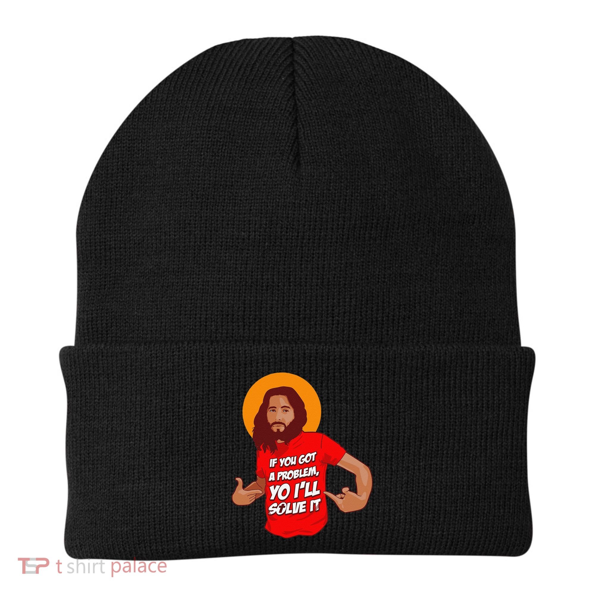 Funny Jesus Christian Meme Yo I'll Solve It Christmas Beanie