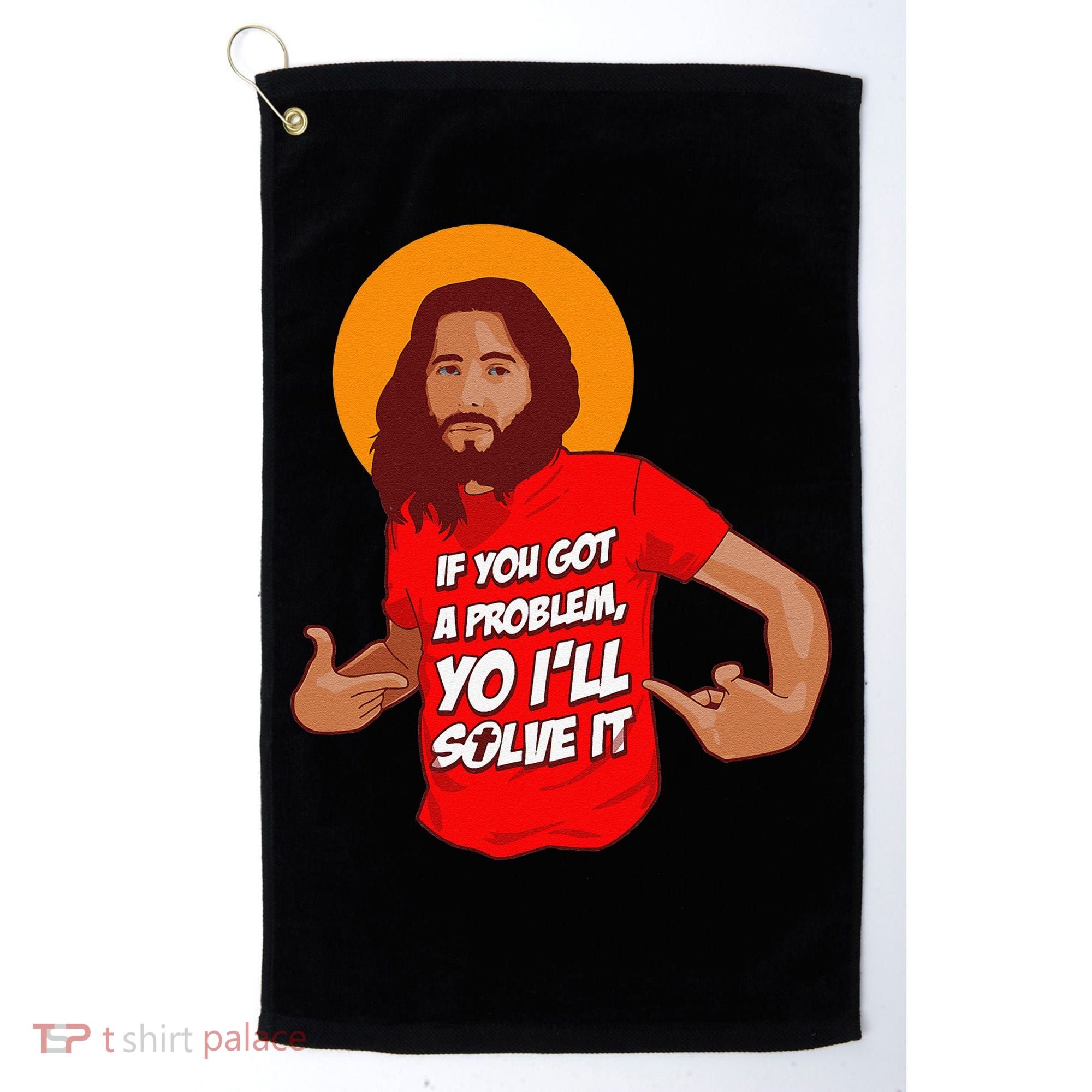 Funny Jesus Christian Meme Yo I'll Solve It Christmas Golf Towel