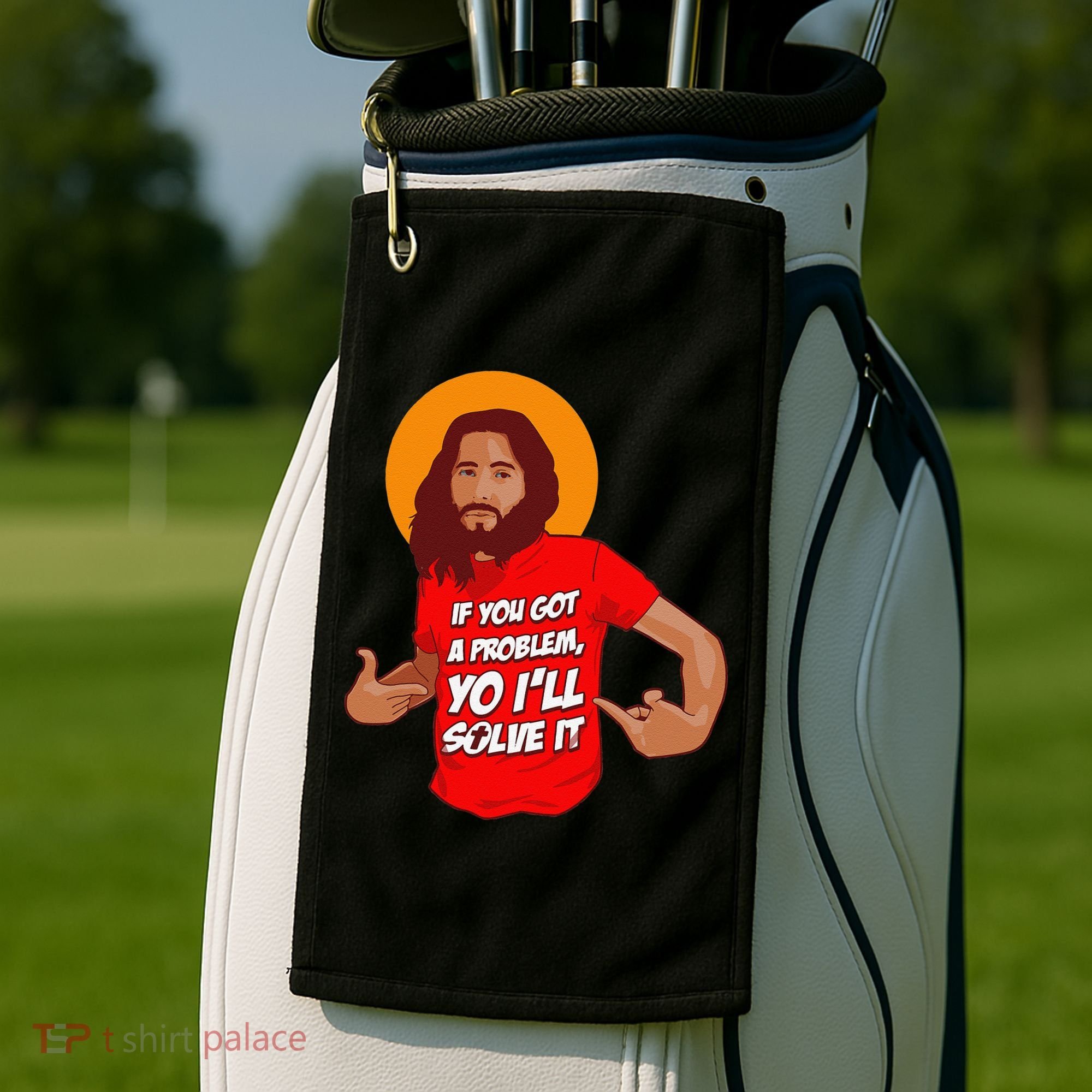 Funny Jesus Christian Meme Yo I'll Solve It Christmas Golf Towel