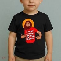 Funny Jesus Christian Meme Yo I'll Solve It Christmas Toddler T-Shirt thumb 2
