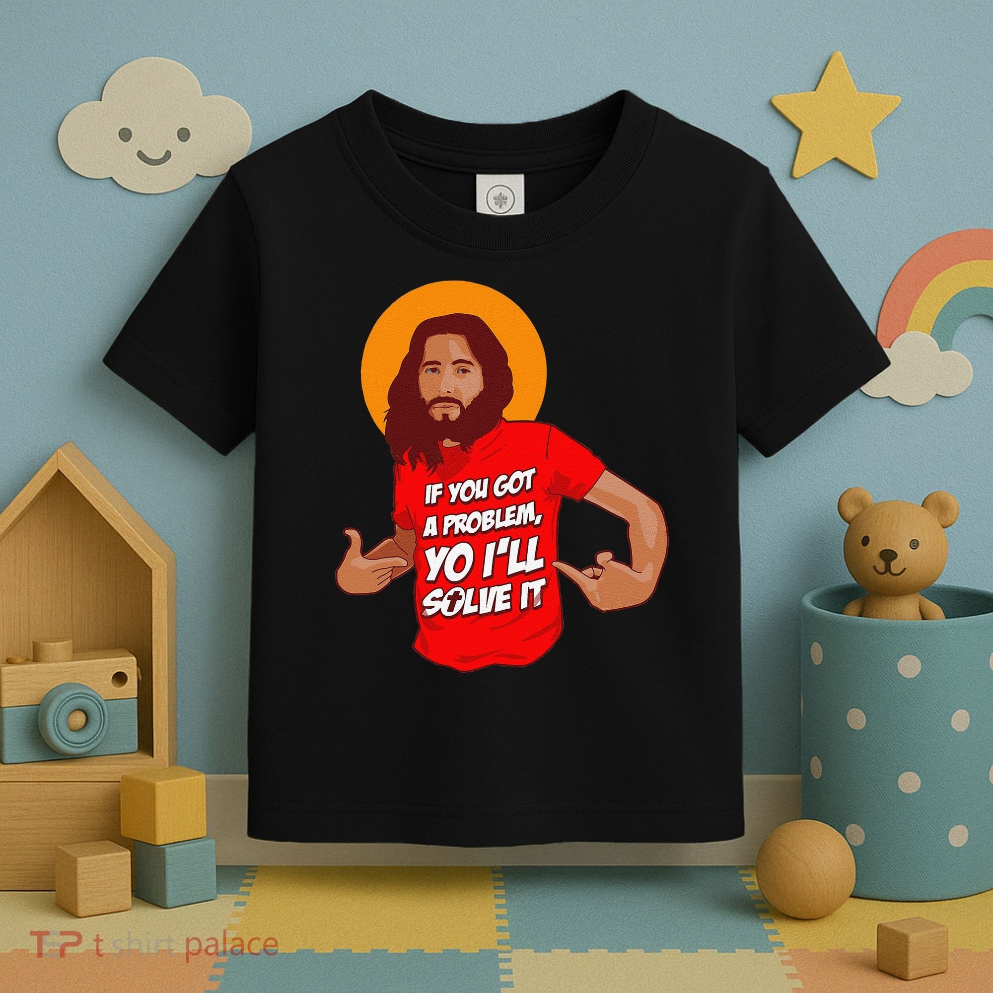 Funny Jesus Christian Meme Yo I'll Solve It Christmas Toddler T-Shirt