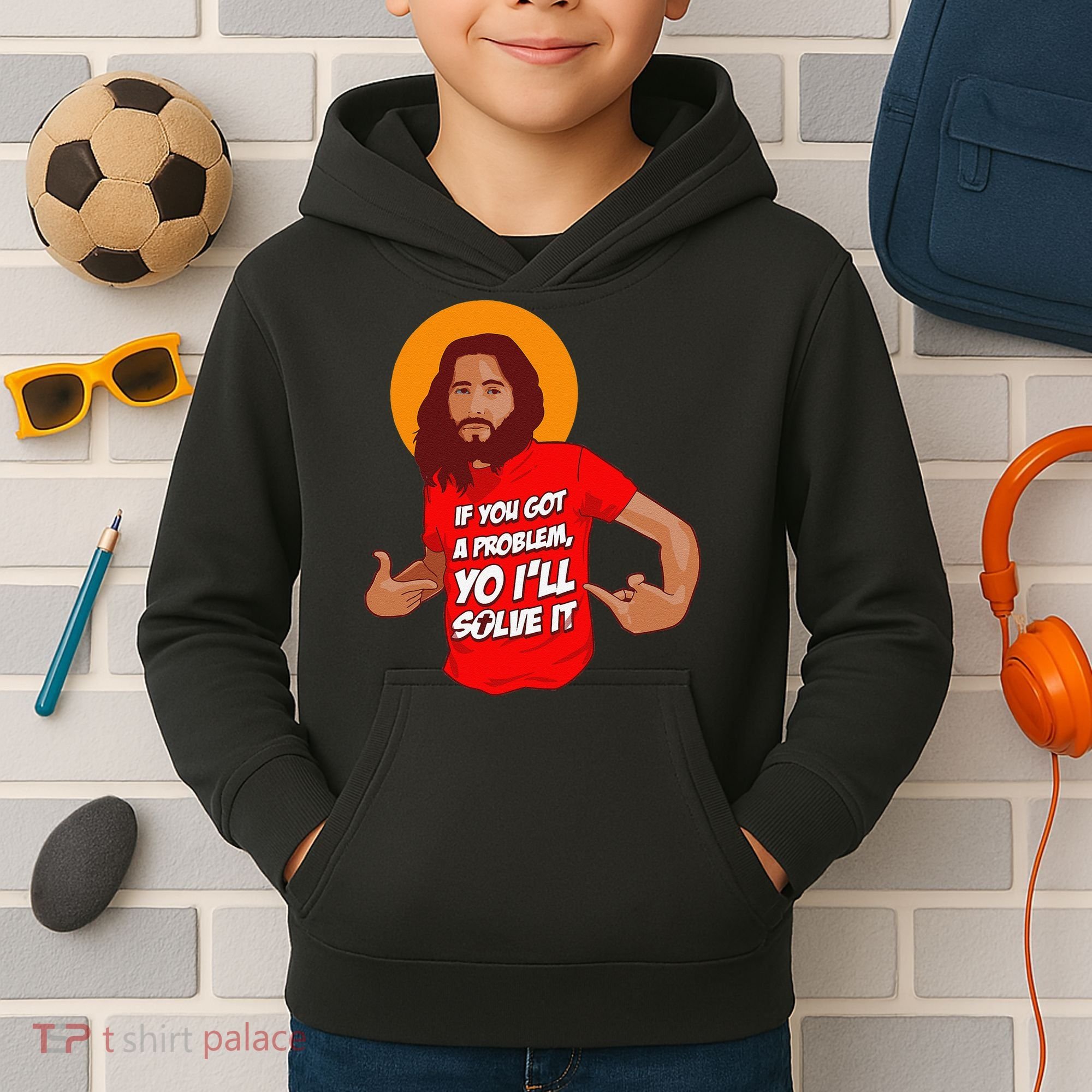 Funny Jesus Christian Meme Yo I'll Solve It Christmas Kids Hoodie