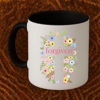 Forgiven Jesus Christ Christian Faith Floral Cross Coffee Mug thumb 2
