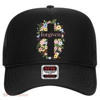 Forgiven Jesus Christ Christian Faith Floral Cross Hat thumb 0