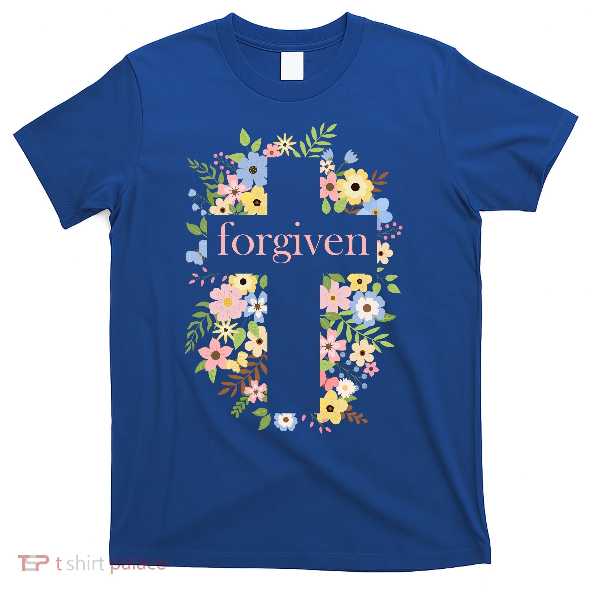 Forgiven Jesus Christ Christian Faith Floral Cross T-Shirt