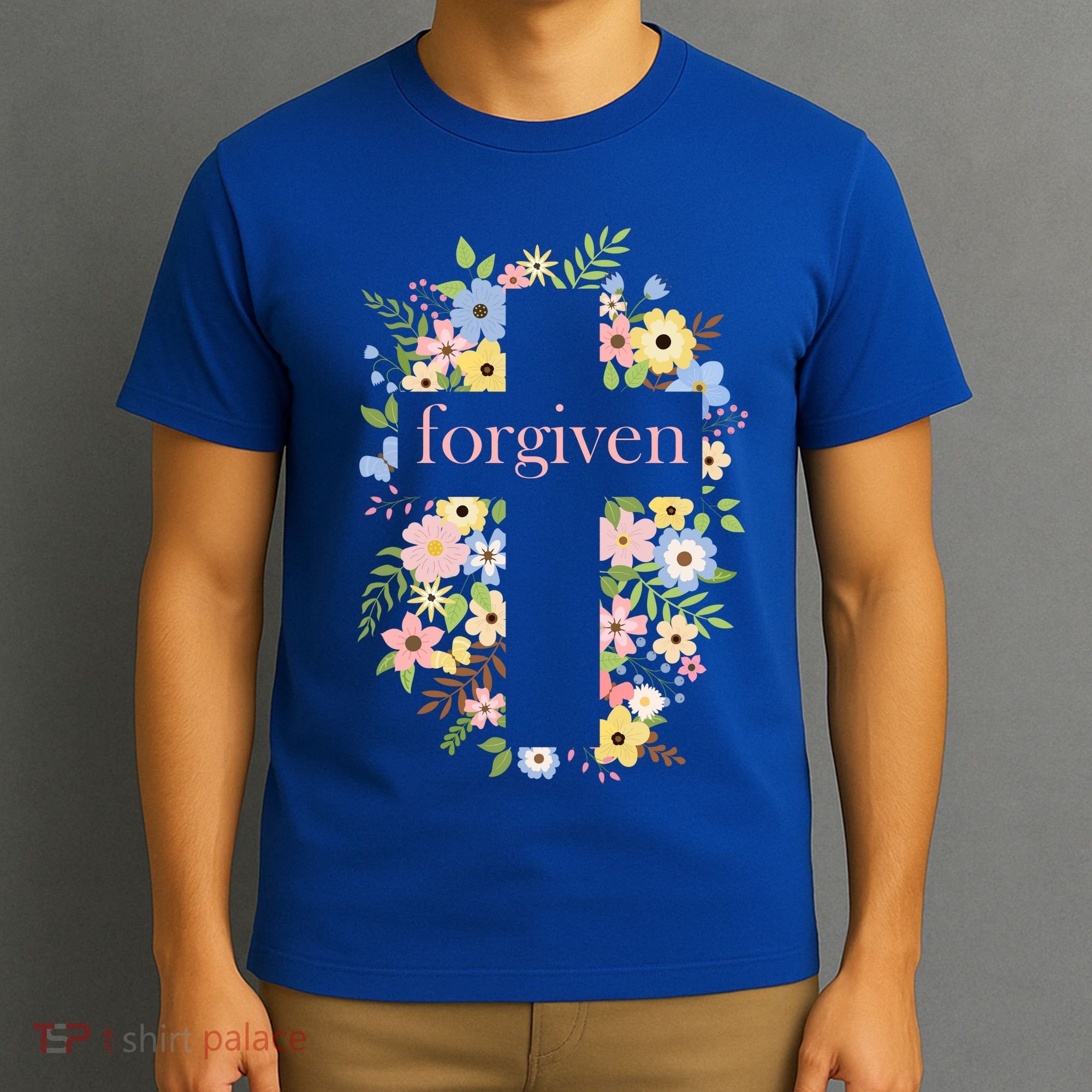Forgiven Jesus Christ Christian Faith Floral Cross T-Shirt