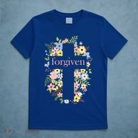 Forgiven Jesus Christ Christian Faith Floral Cross T-Shirt thumb 5