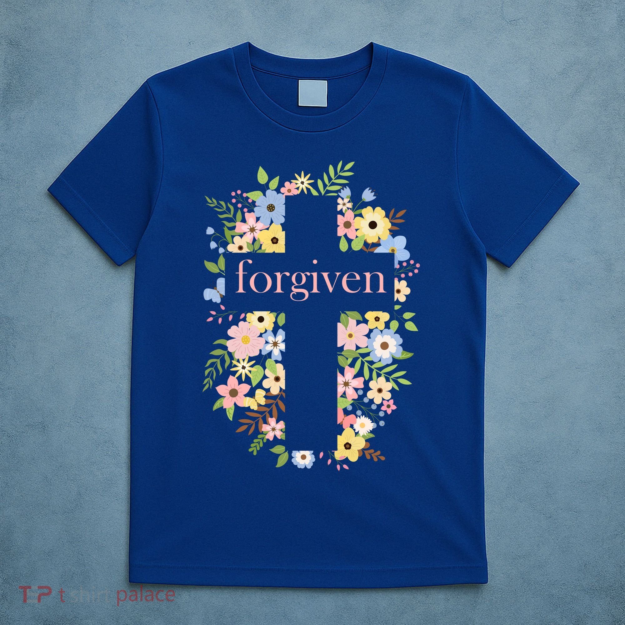 Forgiven Jesus Christ Christian Faith Floral Cross T-Shirt