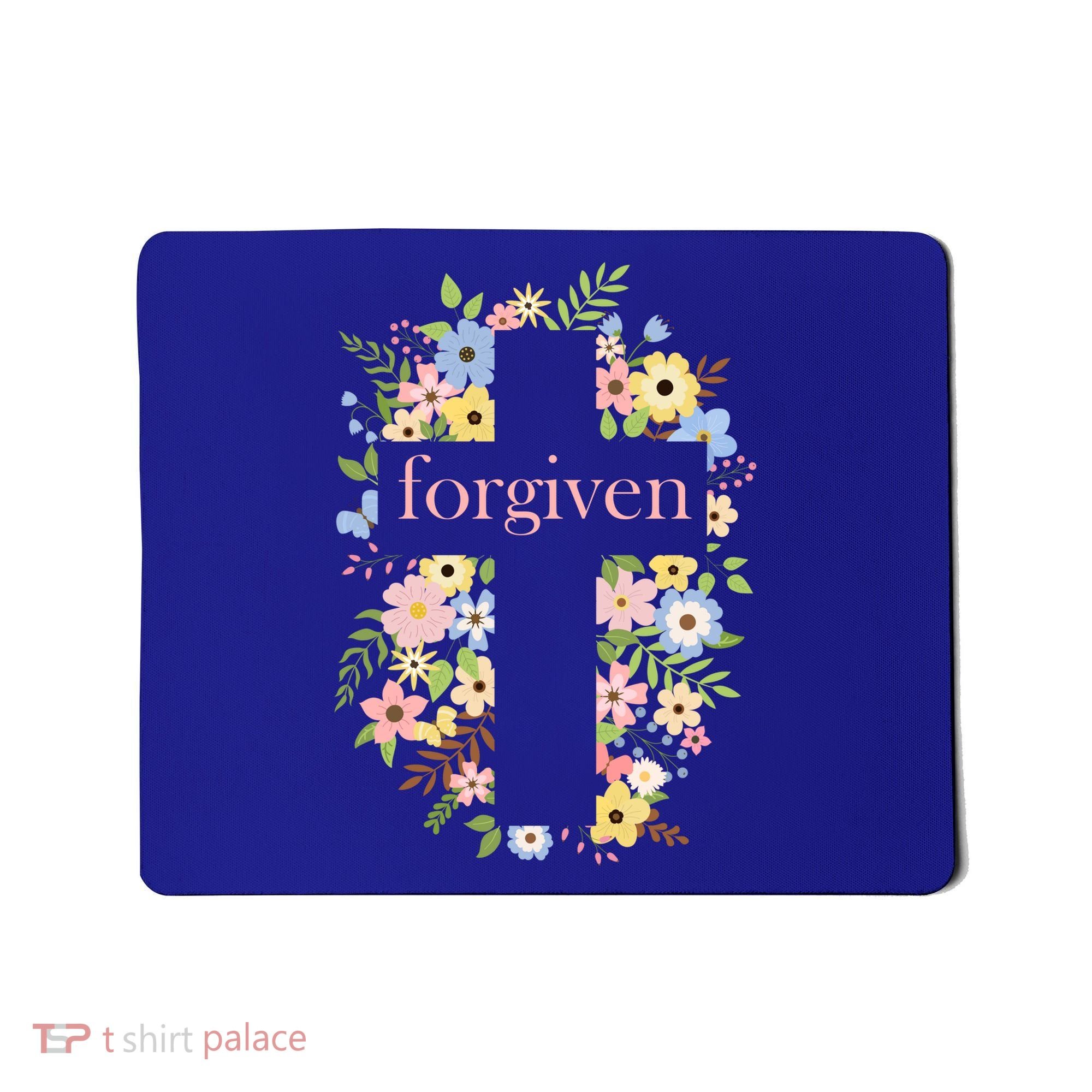 Forgiven Jesus Christ Christian Faith Floral Cross Mousepad