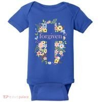 Forgiven Jesus Christ Christian Faith Floral Cross Baby Bodysuit thumb 0