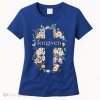 Forgiven Jesus Christ Christian Faith Floral Cross Women's T-Shirt thumb 0
