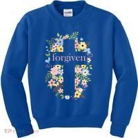 Forgiven Jesus Christ Christian Faith Floral Cross Kids Sweatshirt thumb 0
