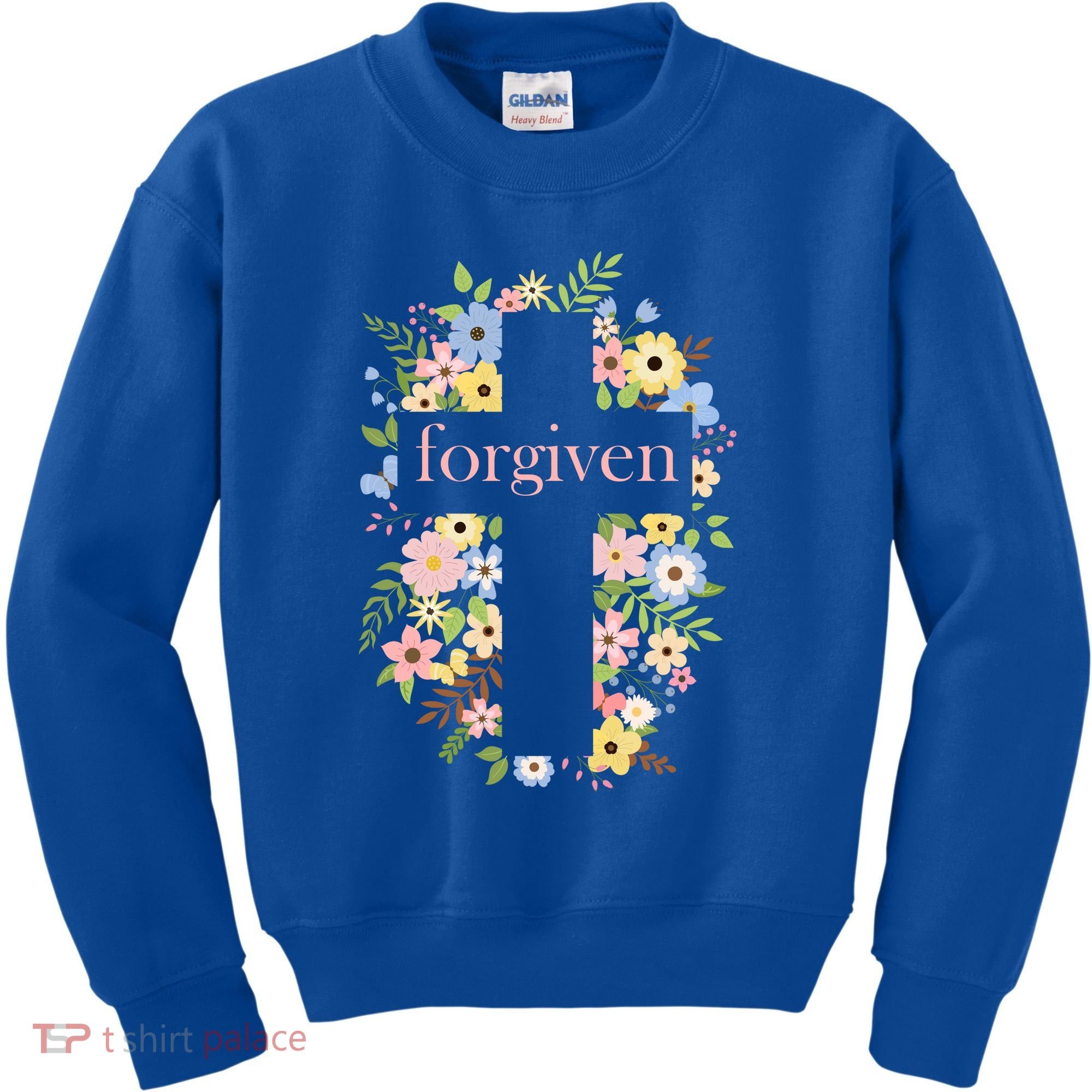 Forgiven Jesus Christ Christian Faith Floral Cross Kids Sweatshirt
