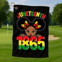 Funny Juneteenth Celebrating 1865 Cute Black African American Golf Towel thumb 1