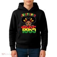Funny Juneteenth Celebrating 1865 Cute Black African American Kids Hoodie thumb 4