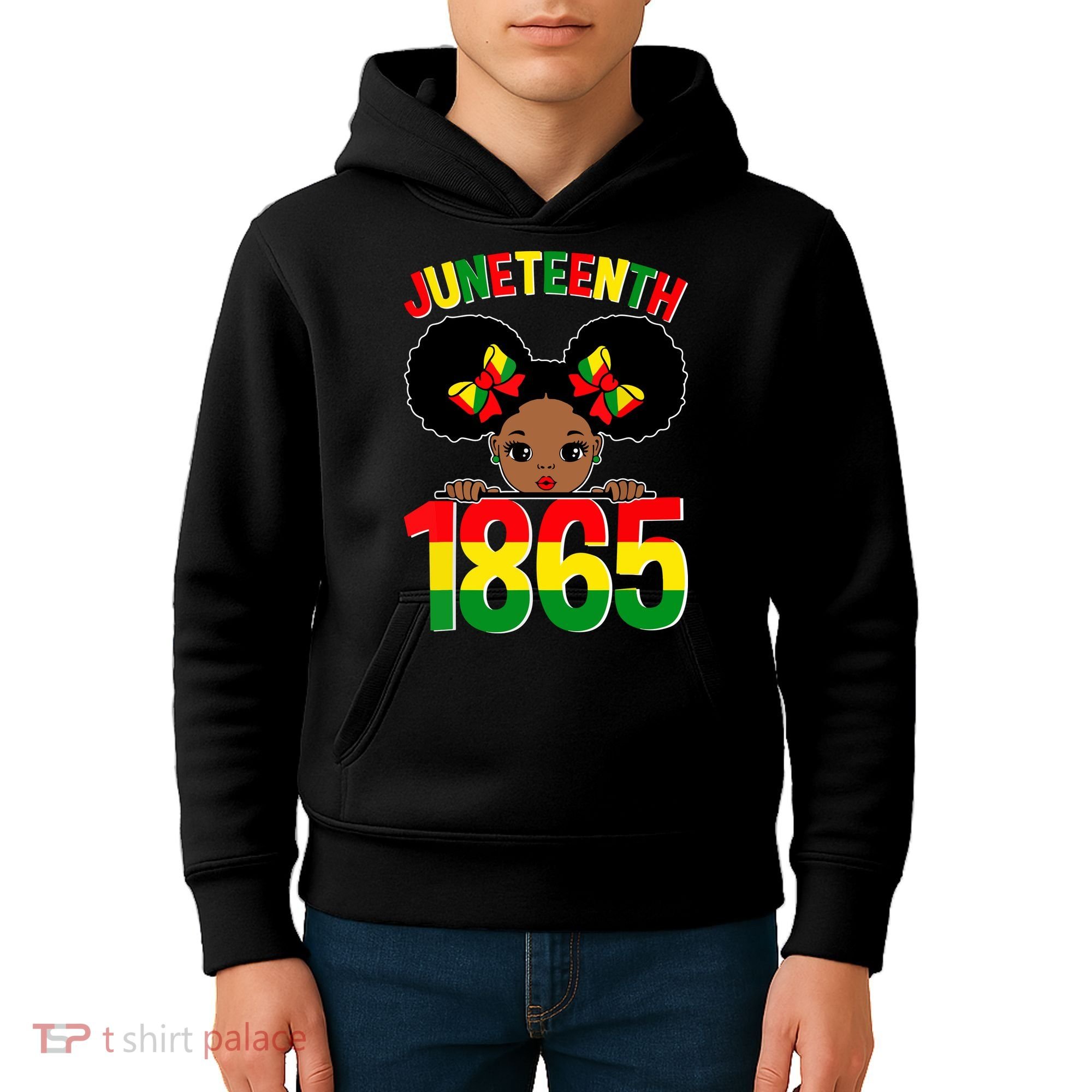 Funny Juneteenth Celebrating 1865 Cute Black African American Kids Hoodie
