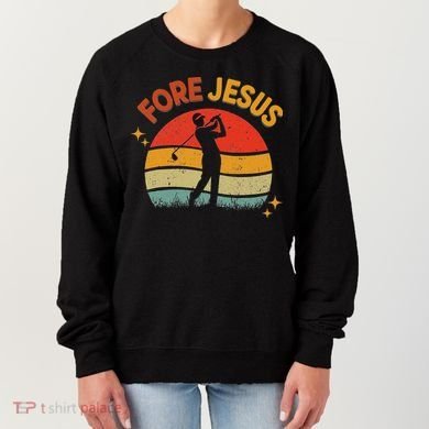 Fore Jesus Christian Golf Retro 70s Religious Golfing 's Women's Sweatshirt